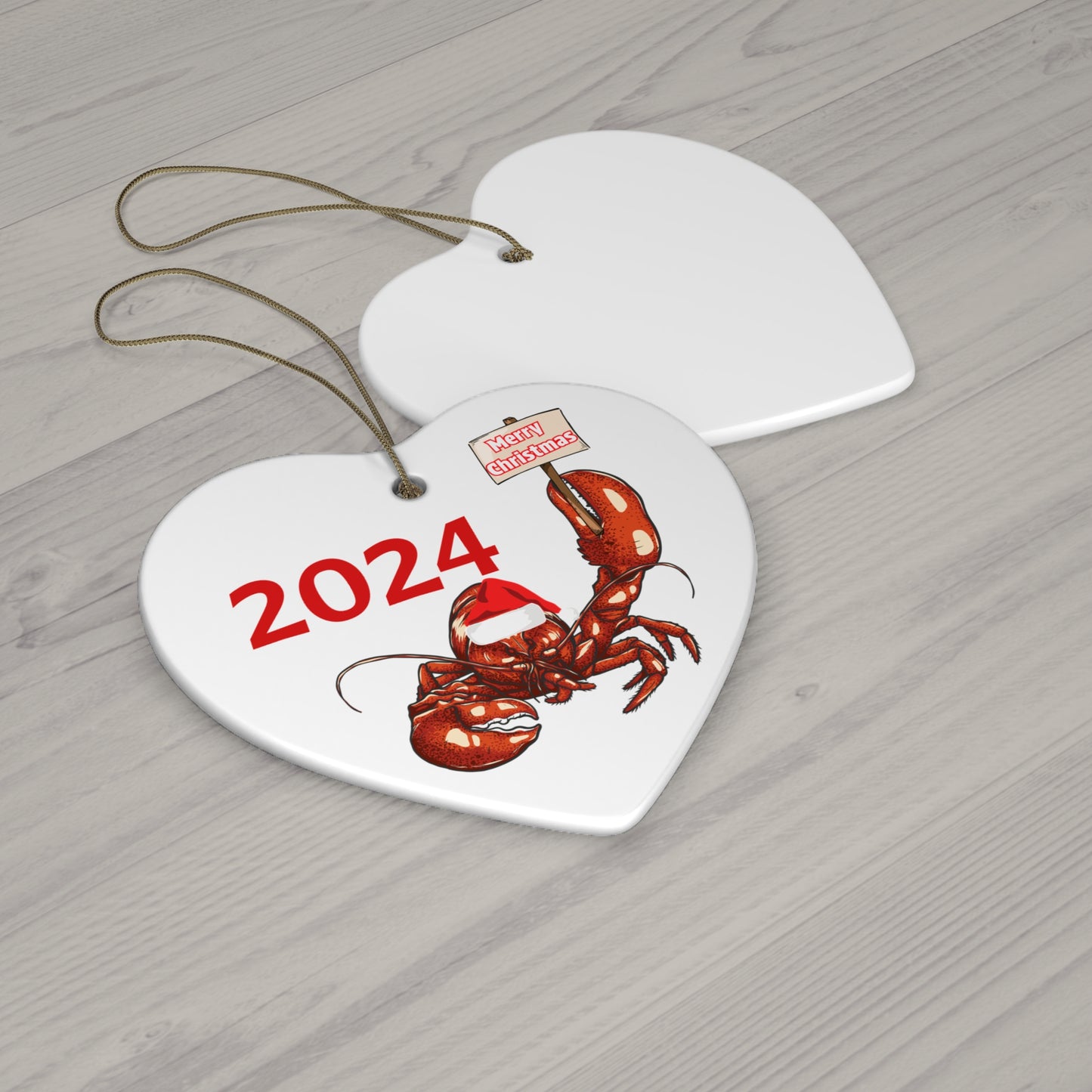 Christmas Lobster Ornament - Ceramic