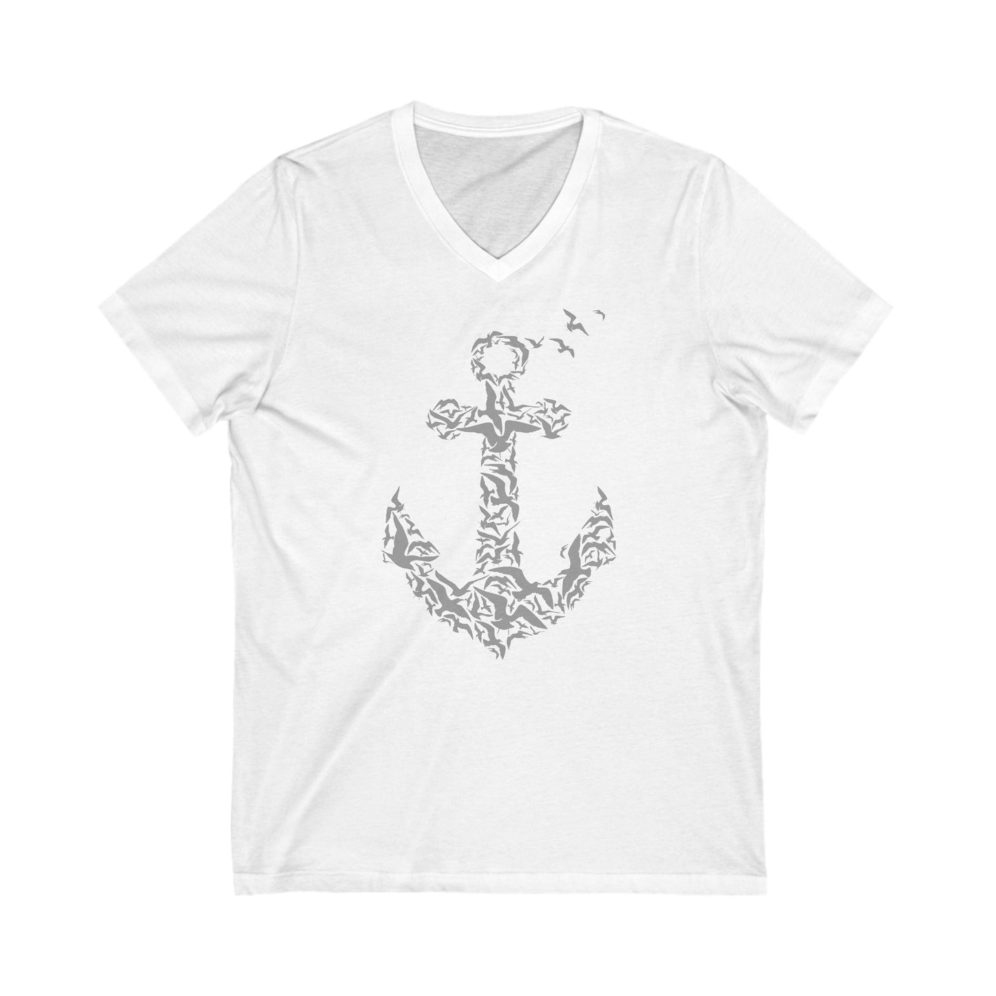 Nautical Anchor V-Neck Tee, Women's Sailor Shirt, Navy Blue Graphic Top, Beach Summer Fashion, Coastal Unisex Jersey Tshirt, Vintage Style