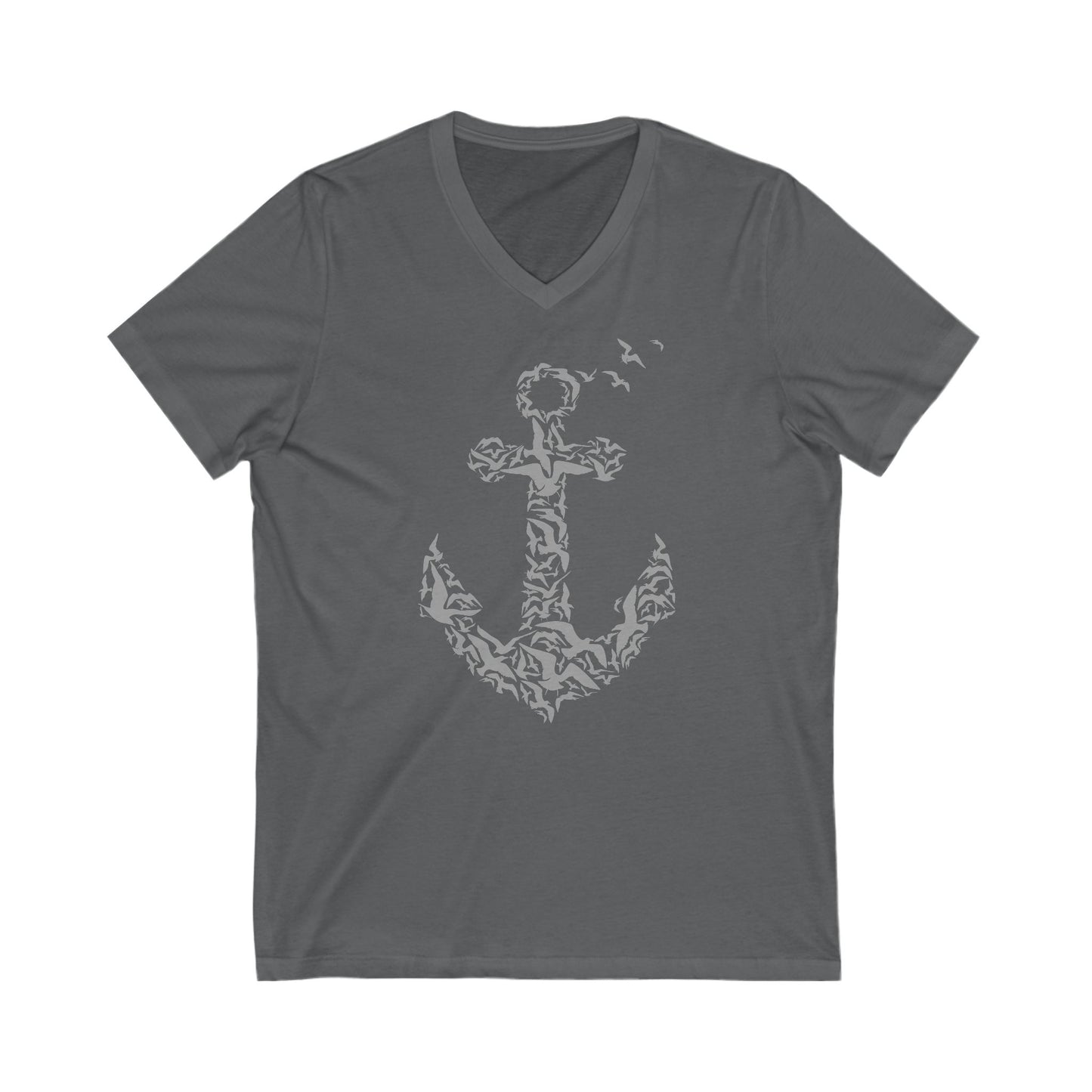 Nautical Anchor V-Neck Tee, Women's Sailor Shirt, Navy Blue Graphic Top, Beach Summer Fashion, Coastal Unisex Jersey Tshirt, Vintage Style