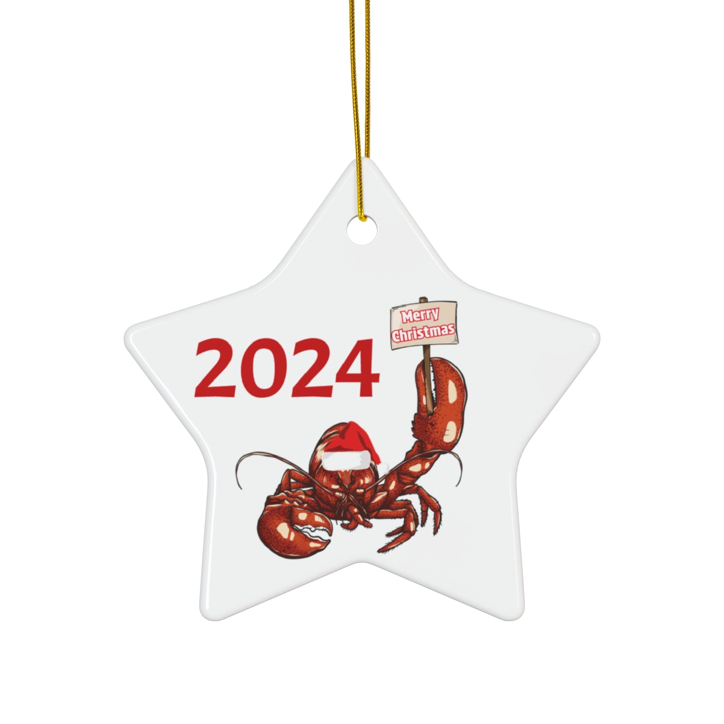 Christmas Lobster Ornament - Ceramic