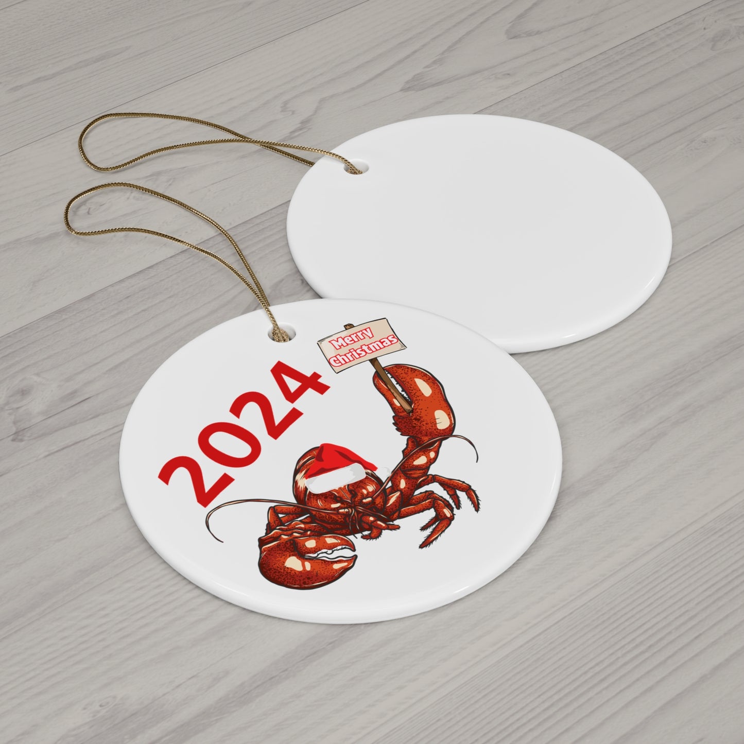 Christmas Lobster Ornament - Ceramic