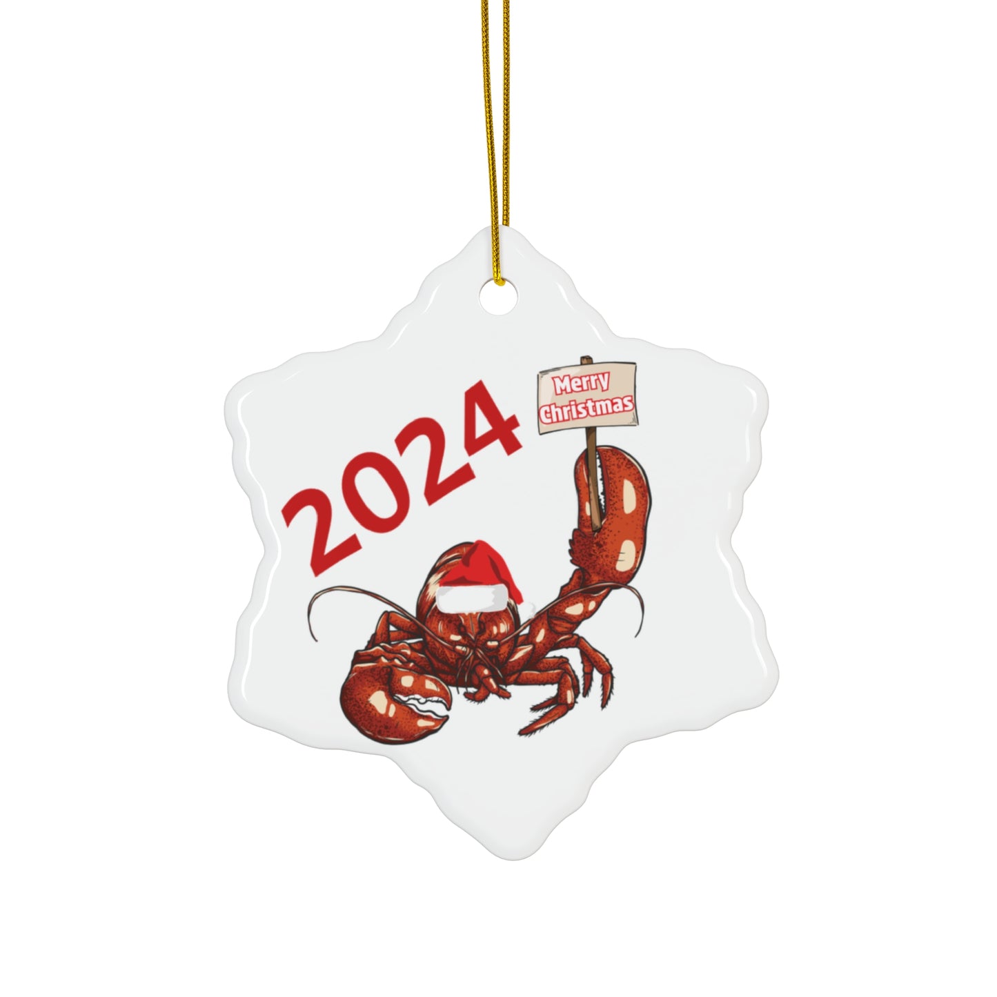 Christmas Lobster Ornament - Ceramic