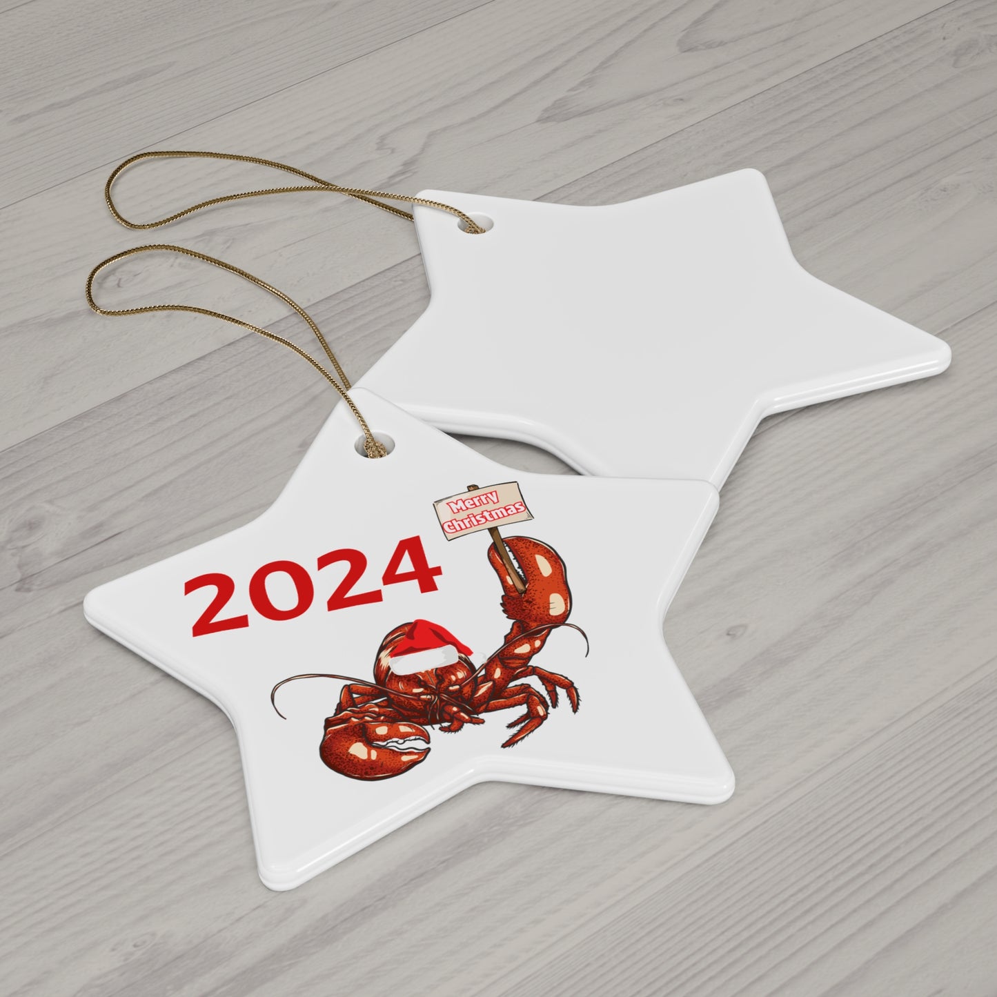 Christmas Lobster Ornament - Ceramic