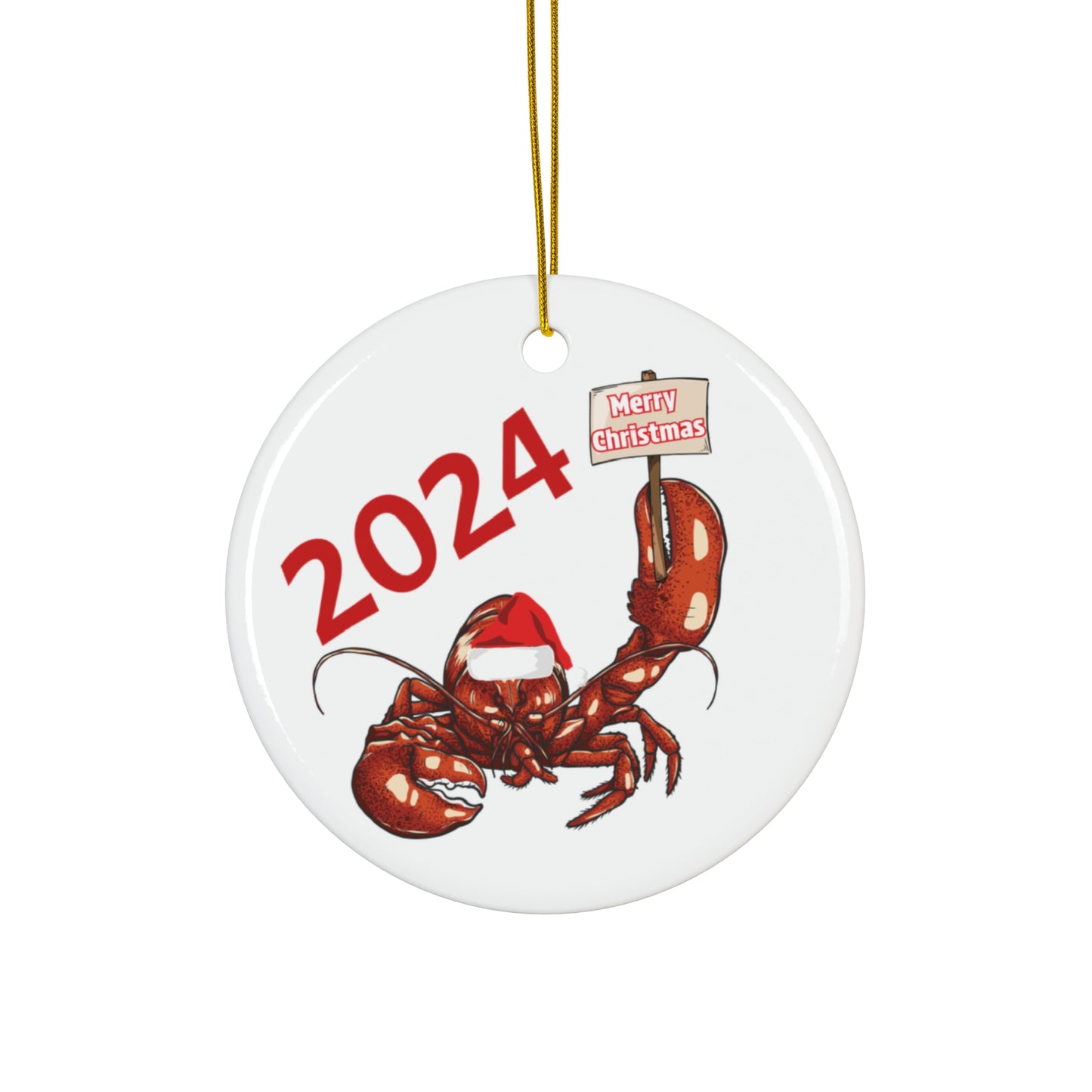 Christmas Lobster Ornament - Ceramic