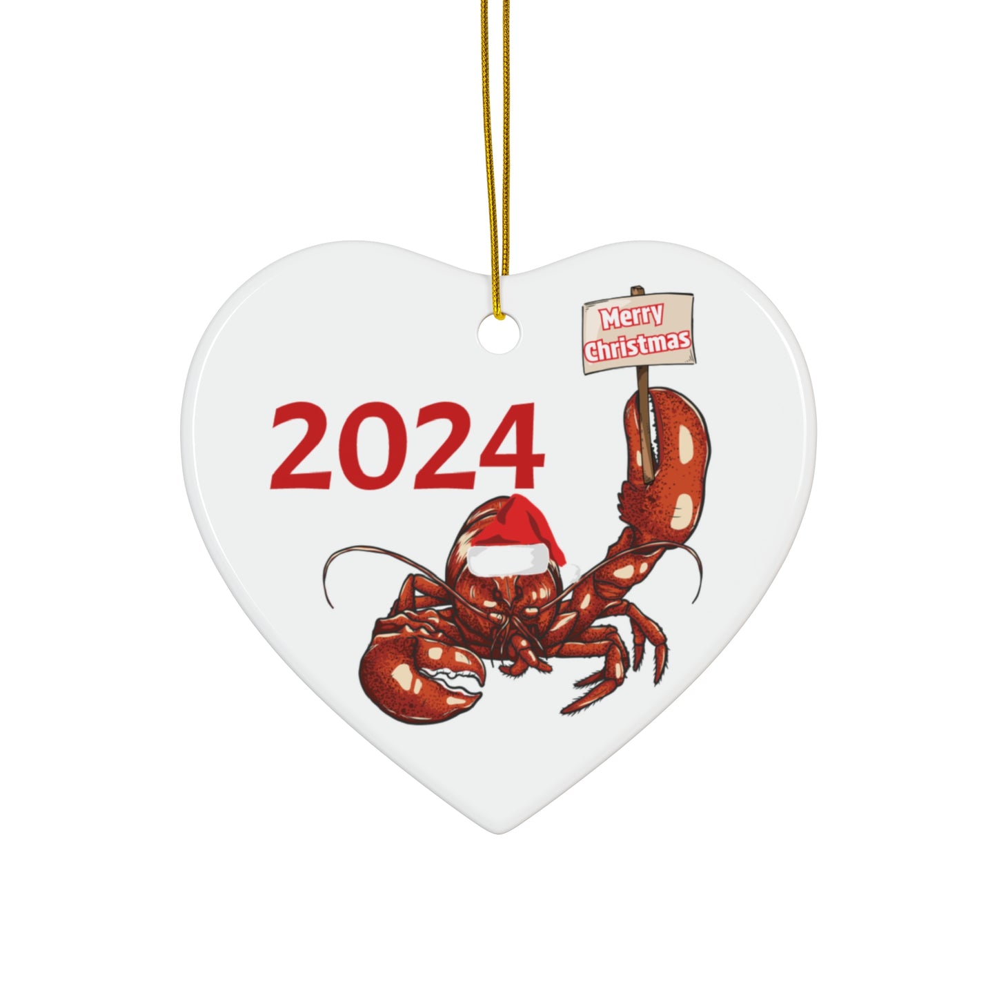 Christmas Lobster Ornament - Ceramic