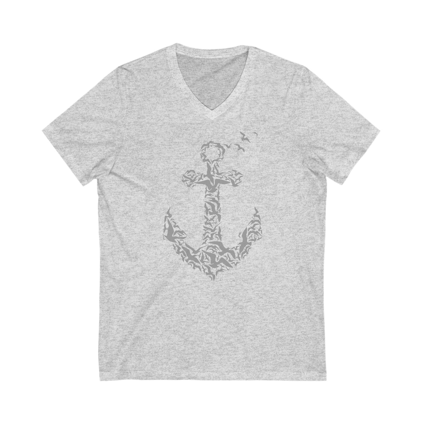 Nautical Anchor V-Neck Tee, Women's Sailor Shirt, Navy Blue Graphic Top, Beach Summer Fashion, Coastal Unisex Jersey Tshirt, Vintage Style