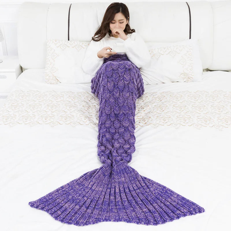 Soft Knitted Mermaid Tail Blanket