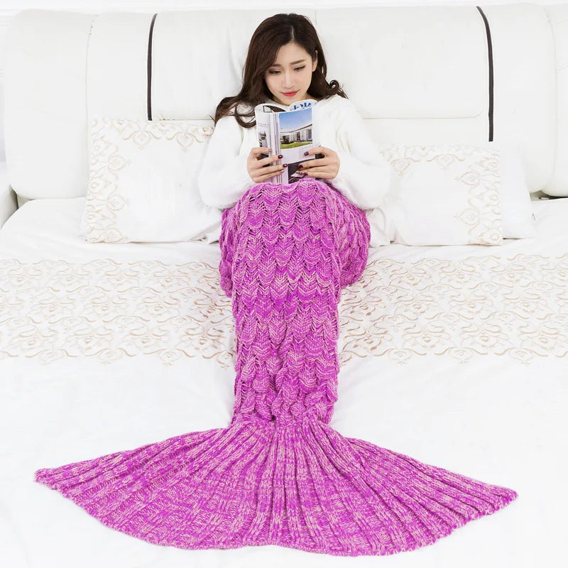 Soft Knitted Mermaid Tail Blanket