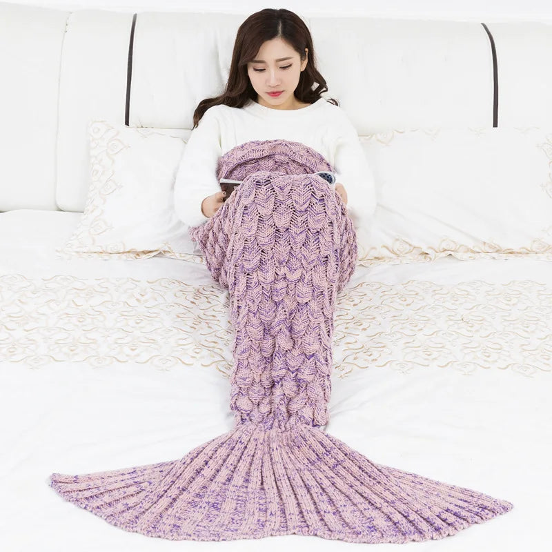 Soft Knitted Mermaid Tail Blanket